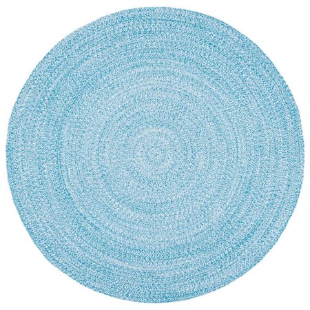 Flowers First 4 x 4 ft. Braided Contemporary Round Rug; Blue & Ivory FL1860134